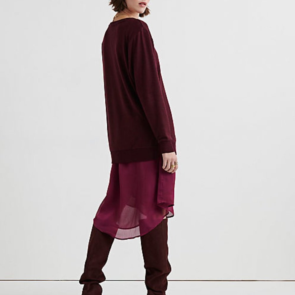 NWT Lucky Brand Cloud Jersey V-Neck Tunic in Wine - Picture 2 of 9